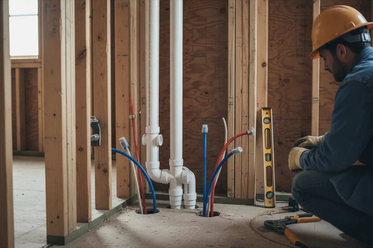 Drain and supply rough-in during Leak Detection in Red Feather Lakes